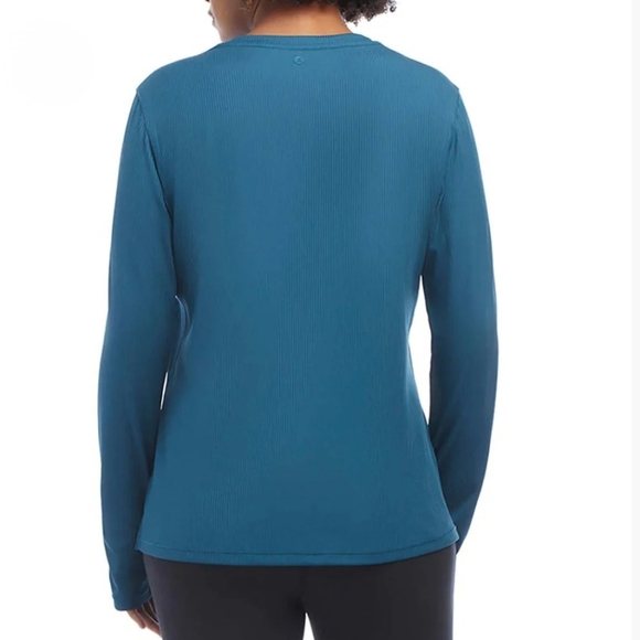 Danskin Active Top Ribbed Women's Large Blue Long Sleeved Crewneck Tee - Picture 3 of 16